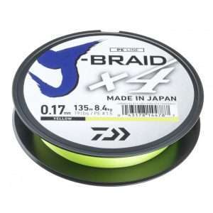 DAIWA J-BRAID X4, 270m, yellow, braided fishing line 0.15mm / 15kg