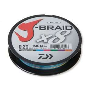 Daiwa J-Braid X8, multicolor 150m, 300m, 1500m – round braided line 0,28mm – 1500m, 26.5kg/58lbs