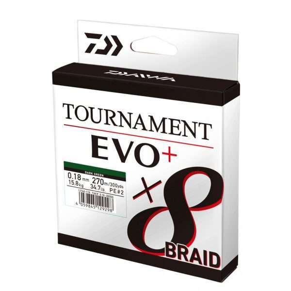 DAIWA Tournament x8 Braid EVO+, 135m, green, Braided Fishing Line 0.1mm / 6.7kg