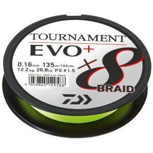 DAIWA Tournament x8 Braid EVO+, chartreuse, Braided fishing line 2700m / 0.14mm / 10.2kg
