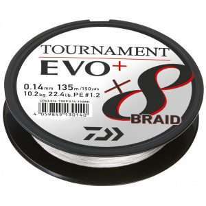 DAIWA Tournament x8 Braid EVO+, white, Braided Fishing Line 135m / 0.1mm / 6.7kg