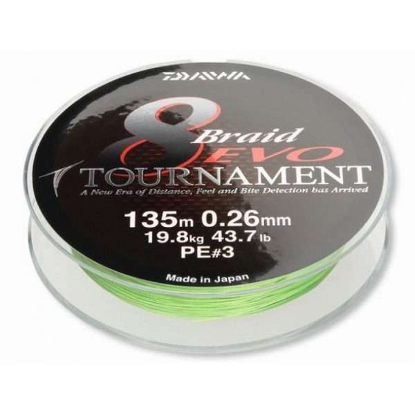 Daiwa Tournament 8 Braid Evo, chartreuse, 135m, 300m, 1000m - round braided line 0,08mm - 300m
