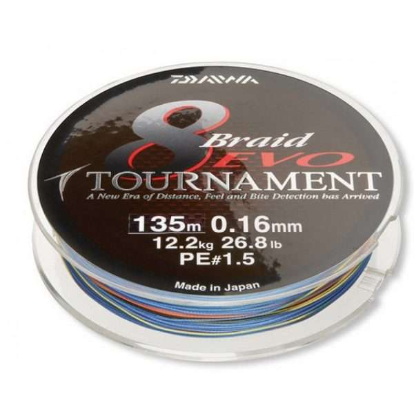 Daiwa Tournament 8 Braid Evo, multicolor, 300m, 1000m - round braided line 0,10mm - 300m, 6kg/13lbs