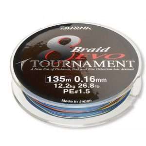 Daiwa Tournament 8 Braid Evo, multicolor, 300m, 1000m – round braided line 0,35mm – 300m, 36kg/79lbs