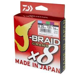 DAIWA J-Braid Grand X8, 3000m, multicolor, Braided Fishing Line 0.1mm / 7kg