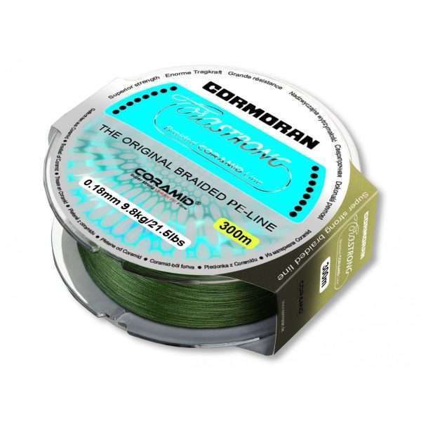 CORMORAN CORASTRONG BRAID, green, Coramid® Perforated Line 300m / 0.1mm / 4.6kg