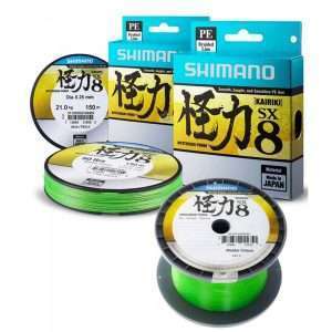 Shimano Kairiki SX8, 150m, Mantis Green, 8x braided Fishing line 0.28mm, 28.0kg, 150m, mantis green
