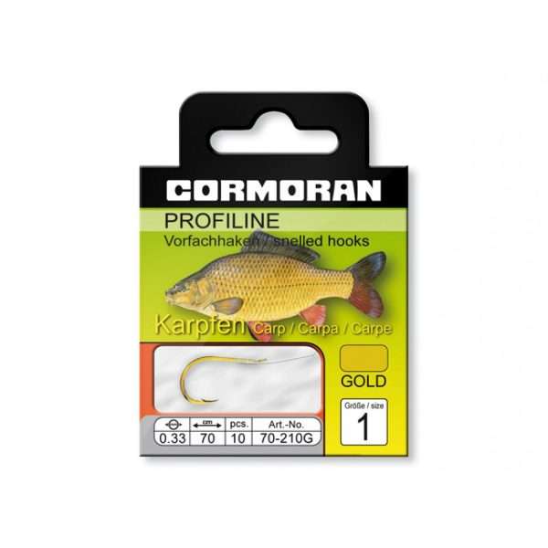 Cormoran Profiline Carp Hook 210G, HkSz. 2, DM 0.30mm, 70cm, 10 pcs, Snelled Hook