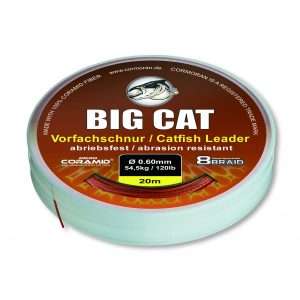 CORMORAN BIG CAT 8-BRAID CATFISH LEADER, brown, Micro Coramid® Catfish leader cord  20m / 0.8mm / 80kg