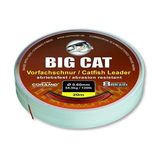 CORMORAN BIG CAT 8-BRAID CATFISH LEADER, brown, Micro Coramid® Catfish leader cord  20m / 1mm / 100kg