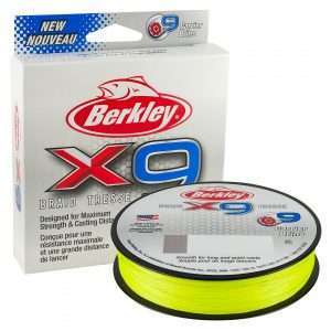 BERKLEY x9 Braid, 150m, 0,12mm, 12.1 - 26,68lbs, lime green, braided fishing line, 1486848