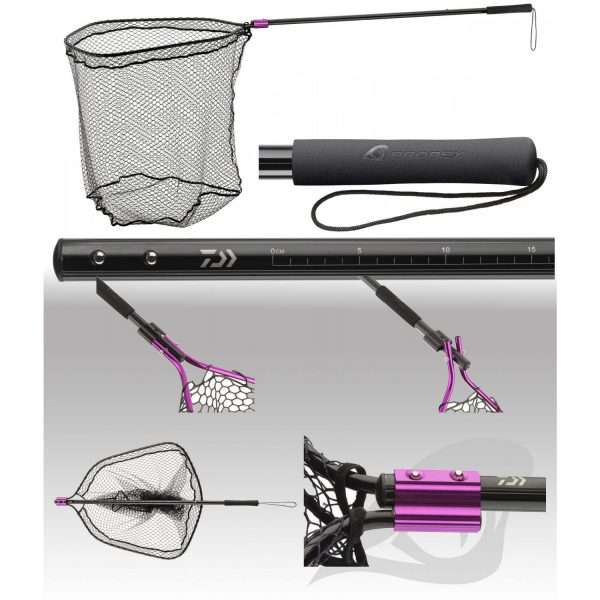 Daiwa Prorex Boat landing net, engraved measuring tape, water repellent silicone coating 100x90cm