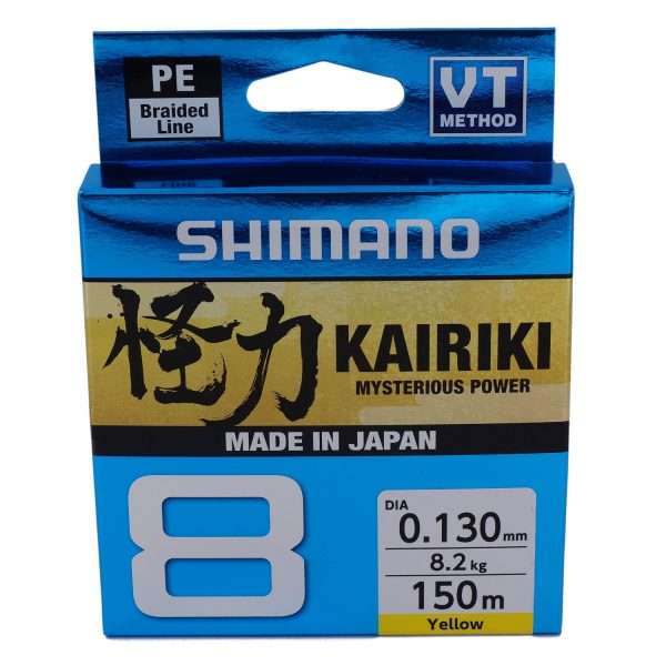 Shimano Kairiki 8, 150m, yellow, 8 times braided fishing line 0.06mm / 5.3kg / 11.7lbs