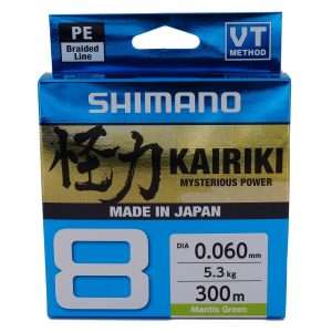 Shimano Kairiki 8, 300m, Mantis Green, 8 times braided fishing line 0.06mm / 5.3kg / 11.7lbs