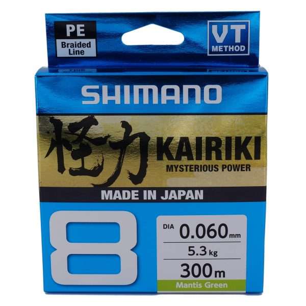 Shimano Kairiki 8, 300m, Mantis Green, 8 times braided fishing line 0.06mm / 5.3kg / 11.7lbs