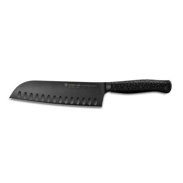 WÜSTHOF Performer, Blade length: 17cm, black, Santoku Chef’s Knife, with Hollow Edge, 60-1061231317