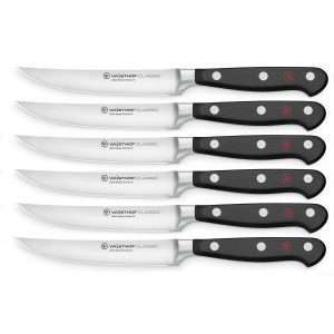 WÜSTHOF Classic, Blade length: 12cm, black, Steak Knife Set, with 6 Knives, 60-1120160601