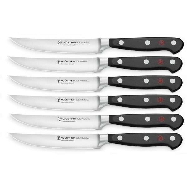 WÜSTHOF Classic, Blade length: 12cm, black, Steak Knife Set, with 6 Knives, 60-1120160601