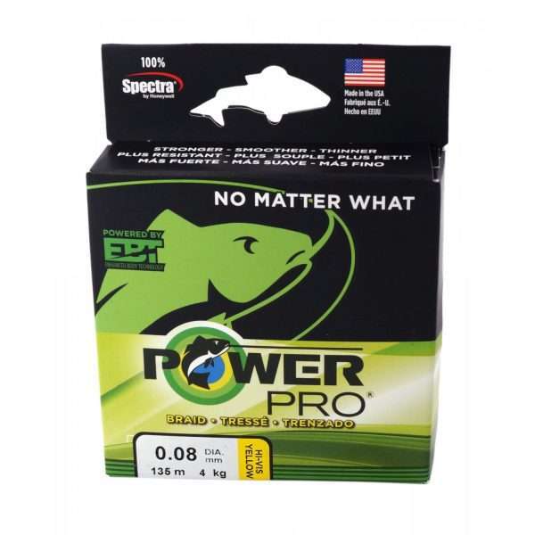 POWERPRO Classic, 275m, 0,08mm, 4kg - 8,82lbs, yellow, Braided Fishing Line, PPBI27508Y